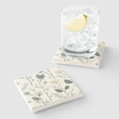 Skandinavien Floral Elegante Stone Untersetzer (Seitenansicht)