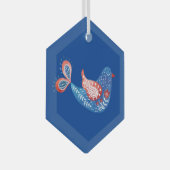 Skandinavien Folk Art Blue Bird Glas Ornament (Vorderseite Rechts)