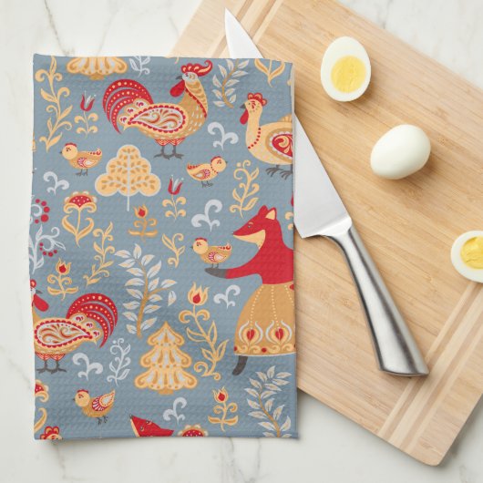 Skandinavien Folk Art Kitchtuch Geschirrtuch (Viertel Falte)