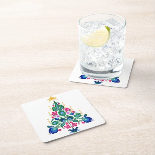 Skandinavien Folk Art Weihnachtsbaum Freshner Rechteckiger Pappuntersetzer (Vor Ort)