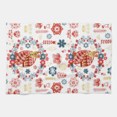 Skandinavien Folk Art Woodland Red Fox Blume Geschirrtuch (Horizontal)