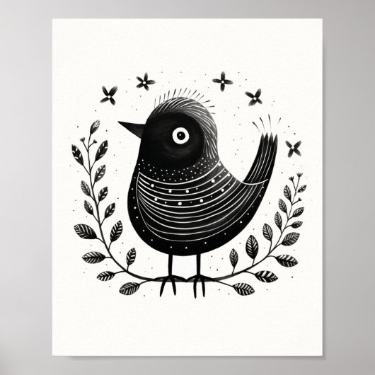Skandinavien Folklore Bird Art Poster (Vorne)