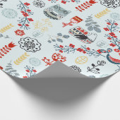 Skandinavien Folklorekunst Pflanze Rote Blume Geschenkpapier (Ecke)