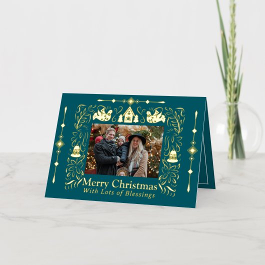 Skandinavien Folktale Weihnachts-Foto Aquamarin (Vorderseite)