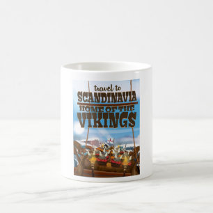 Skandinavien Heimat der Wikinger Cartoon Poster Kaffeetasse