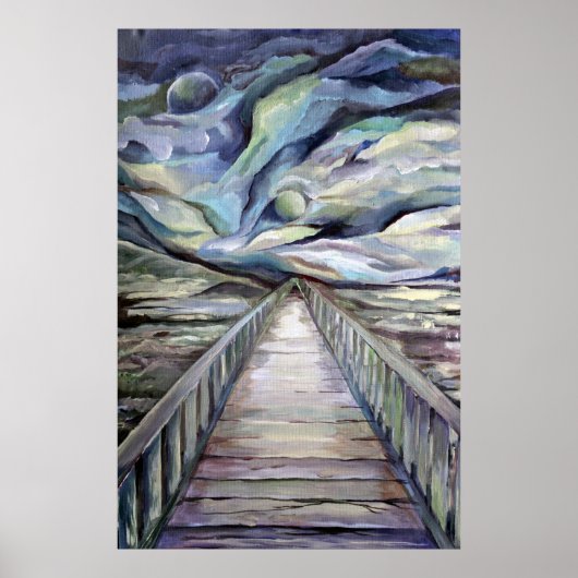 Skandinavien Idyllische kalte Winternacht Vollmond Poster (Vorne)