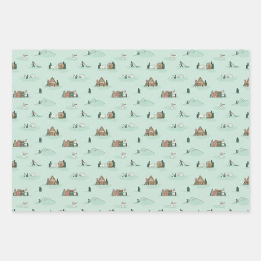 Skandinavien Inspiriertes Wrapping Paper Geschenkpapier Set (Vorderseite)