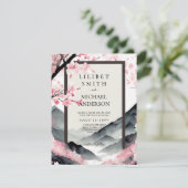 Skandinavien Japandi Wedding Theme Pink Black Einladung (Stehend Vorderseite)