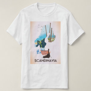 Skandinavien Karte Viking Reiseplakat T-Shirt