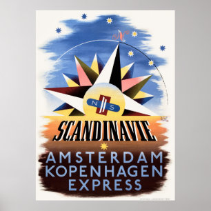 Skandinavien Niederlande Vintage Travel Poster
