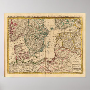 Skandinavien, Ostsee, Schweden, Dänemark Poster