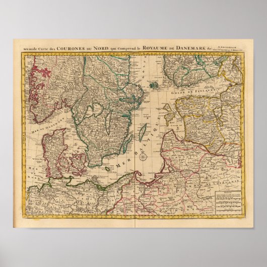 Skandinavien, Ostsee, Schweden, Dänemark Poster (Vorne)