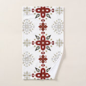 Skandinavien Red Blue Gold Nordic Graphic Badhandtuch Set (Handtuch)