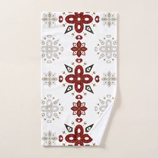 Skandinavien Red Blue Gold Nordic Graphic Badhandtuch Set (Handtuch)