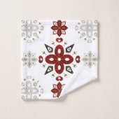 Skandinavien Red Blue Gold Nordic Graphic Badhandtuch Set (Waschlappen)