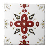 Skandinavien Red Blue Gold Nordic Graphic Fliese (Vorderseite)