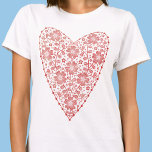 Skandinavien Rot Weiß T-Shirt<br><div class="desc">Skandinavischer Volksstil moderne Blumenmotive in Rot und Weiß. Originelle Kunst von Nic Squirrell.</div>