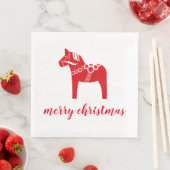 Skandinavien Rotes Pferd Nordic Frohe Weihnachten Serviette (Beispiel)