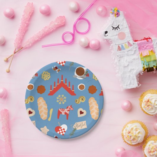 Skandinavien/Schweden Jul Weihnachtsgebäck Design Pappteller (Party)