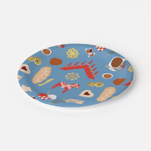 Skandinavien/Schweden Jul Weihnachtsgebäck Design Pappteller (Schrägansicht)