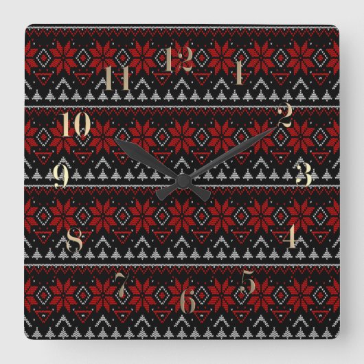 Skandinavien, Stricken Quadratische Wanduhr (Vorderseite)