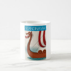 Skandinavien Vintage Reiseplakat Kaffeetasse