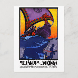 Skandinavien Vintage-Reiseposter Restauriert Postkarte