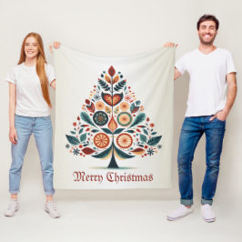 Skandinavien Weihnachtsbäume Kunst Fleecedecke