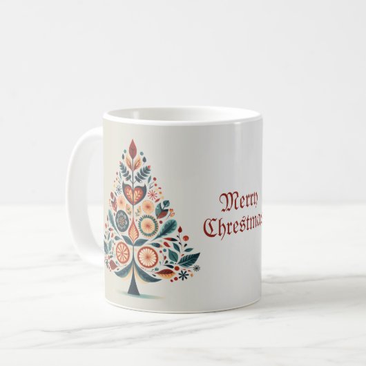 Skandinavien Weihnachtsbäume Kunst Kaffeetasse (Vorderseite Links)