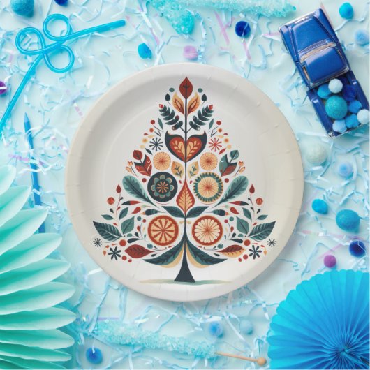 Skandinavien Weihnachtsbäume Kunst Pappteller (Party)