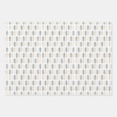 Skandinavien Weihnachtsbäume Schneeflocken Branche Geschenkpapier Set (Vorderseite)