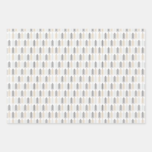 Skandinavien Weihnachtsbäume Schneeflocken Branche Geschenkpapier Set (Vorderseite)