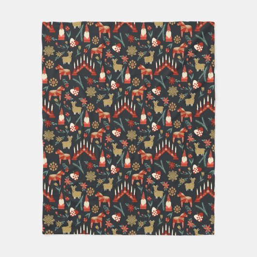 Skandinavien Weihnachtskohle Fleecedecke (Vorderseite)