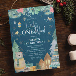 Skandinavien "Winter Onederland" 1. Geburtstag Einladung