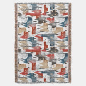 Skandinavien Winter Small Town Muster Decke (Vorderseite Vertikal)