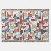 Skandinavien Winter Small Town Muster Decke (Vorderseite)