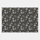 Skandinavien Winter Weihnachten Gold und Schwarzwa Geschenkpapier Set (Vorderseite 2)