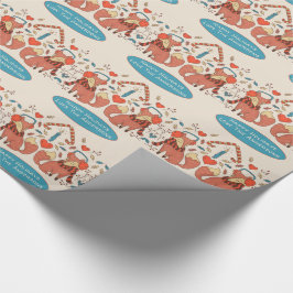 Skandinavien Woodland FOXES Winter Xmas Folkloreku Geschenkpapier