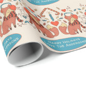 Skandinavien Woodland FOXES Winter Xmas Folkloreku Geschenkpapier (Rolleneckpunkt)