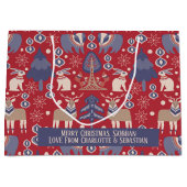 Skandinavien Woodland Personalisiert Weihnachten Große Geschenktüte (Vorderseite)