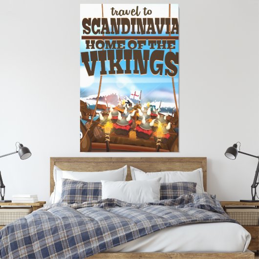Skandinavien Zuhause des Wikings Cartoon Poster Leinwanddruck (Insitu (Schlafzimmer))