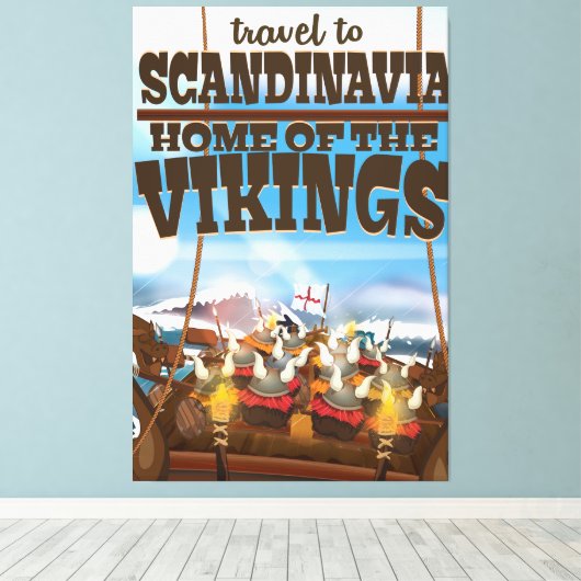 Skandinavien Zuhause des Wikings Cartoon Poster Leinwanddruck (Insitu (Holzboden))