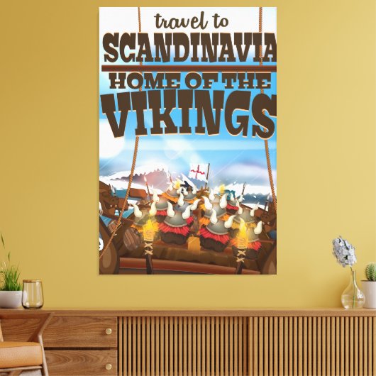 Skandinavien Zuhause des Wikings Cartoon Poster Leinwanddruck (Insitu (Wohnzimmer))