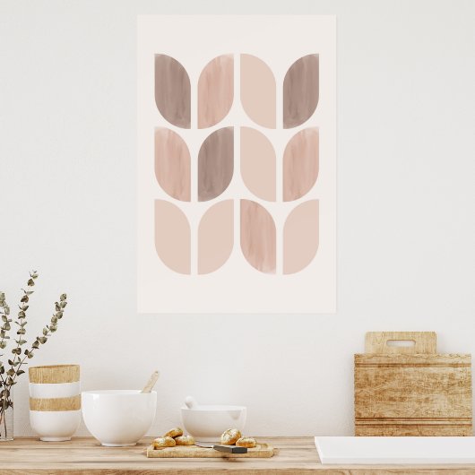 Skandinavienkunst Geometrische Blätter oder Blume Poster (Küche)