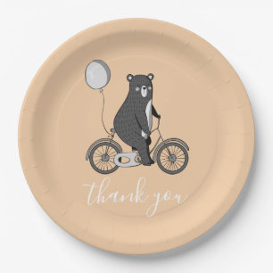 Skandinavier Bär auf dem Bike Minimalistisch Danke Pappteller