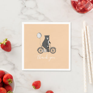 Skandinavier Bär auf dem Bike Minimalistisch Danke Serviette