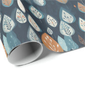 Skandinavier Blauer Botanischer Weihnachtsfest Geschenkpapier (Rolleneckpunkt)