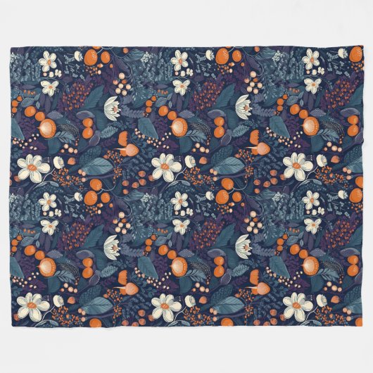 Skandinavier Blumendruck Fleecedecke (Vorderseite (Horizontal))