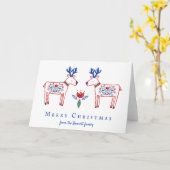 Skandinavier Blumenredeer frohe Weihnachten Karte (Gelbe Blume)