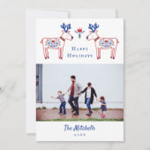 Skandinavier Blumenredeer Happy Holidays Feiertagskarte (Vorderseite)